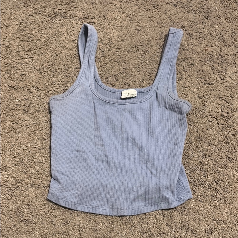 Forever 21 Blue Ribbed Crop Tank Top
